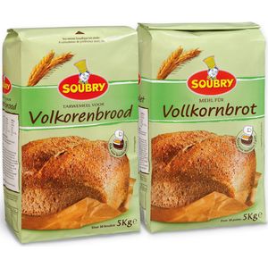 Soubry Volkoren broodbakmix - 5 Kg verpakkingen - grootverpakking van 2 stuks