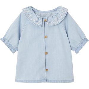 Vertbaudet Babyblouse in light denim met geborduurd kraagje