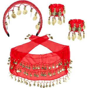 Boland - Set Belly dance rood - Volwassenen - Vrouwen - Buikdanseres - 1001 Nacht- Gypsy