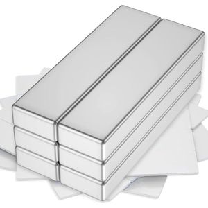 Sterke zelfklevende neodymium magneten 40 x 10 x 5 mm - Set van 6 - Voor magneetbord, keukenkast, koelkast