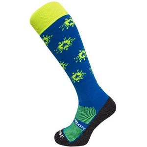 WeirdoSox Sterren Splash Blauw/Geel sportsokken, hockeysokken, voetbalsokken - Maat 41/44