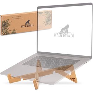 MY FAT GORILLA Laptopstandaard van bamboe, draagbare laptopstandaard voor 10-17 inch, ergonomisch stabiele laptophouder op kantoor als bureauonderlegger