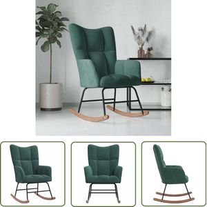 vidaXL Schommelstoel Fluweel Donkergroen Schommelstoel - Lounge Stoel - Relaxstoel - Donkere Meubels - Velvet Meubel