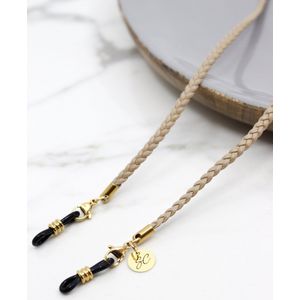 Brillenkoord Sunny Cords Classic - Unisex - Leer Vlecht Beige - Tijdloos - Lichtgewicht