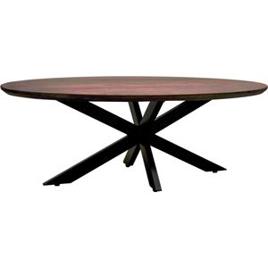 Zita Home - eettafel 240cm ovaal - donker bruin - mangohout kruispoot