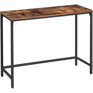 Signature Home Palermo Consoletafel - Haltafel - Bijzettafel met verwijderbare steunstang - Console tafel - Dressoir - Industriële - Vintage - Bruin/Zwart - 100 x 30 x 72 cm