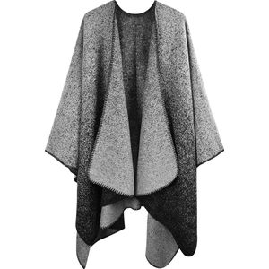 Poncho dames winter warme sjaal oversized open front hoogwaardige cape gebreide poncho mantel reizen cape herfstsjaal wintersjaal vrouwen verjaardag cadeau Kerstmis, zwart, Eén maat