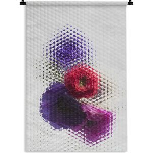 Wandkleed Abstracte Bloemen - Abstract beeld van een klaprozen achter een glas Wandkleed katoen 90x135 cm - Wandtapijt met foto