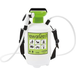 Draagbare douche kunststof 19 x 19 x 41 cm transparant-groen-zwart camping outdoor