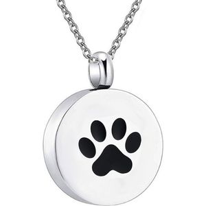 Ashanger Kat - Ashanger Hond - Pootafdruk - Betaalbaar & Uniek - Bekijk Onze Gehele Collectie - Zilverkleur - Voor As of Haren - Assieraad - As Ketting - Gedenksieraad - Urn Kat - Urn Hond - Incl Vulsetje en Opbergzakje