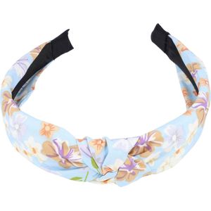 Haarband Diadeem Knoop Bloemen Patroon Pastel Blauw