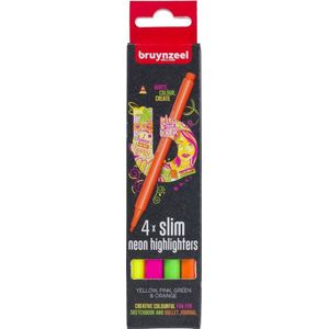 Bruynzeel Highlighters smal set 4 neon kleuren