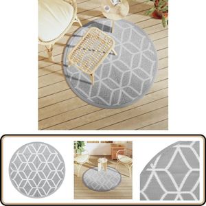 vidaXL Buitenkleed - Ø120 cm - Grijs - Polypropyleen Tuintapijt - Patio Kleed - Buitentapijt - Outdoor Tapijt - Veranda Tapijt