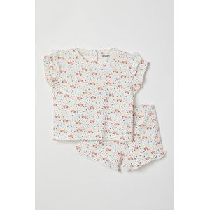 Woody - Meisjes Pyjama - wit met bolletjes axolotl print - 221-3-PSA-S/940 - 3m