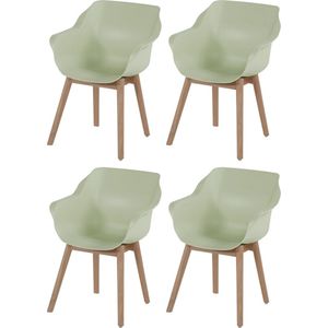 Set van 4 - Hartman Sophie Studio dining armstoel - French green - Teak poot