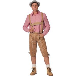 Wilbers & Wilbers - Boeren Tirol & Oktoberfest Kostuum - Derk De Perk Tirolerhose De Luxe - Man - Bruin - Maat 60 - Bierfeest - Verkleedkleding