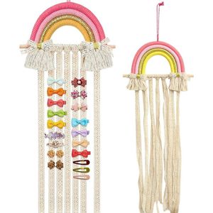 Decoratieve regenboog haarclip houder - roze haaraccessoire organizer voor slaapkamer woonkamer