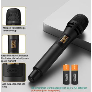Microfoon Karaoke - Microfoon Draadloos - Oplaadbare Ontvanger - Dynamische Microfoon - 200ft Bereik
