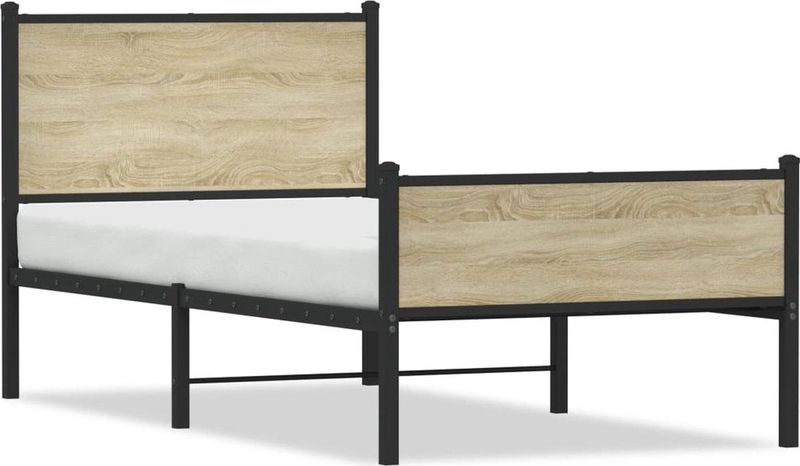 vidaXL - Bedframe - zonder - matras - metaal - sonoma - eikenkleurig - 100x200 - cm