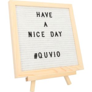 QUVIO Letterbord - Inclusief letters - Woondecoratie - Woonaccessoires - Decoratieve accessoires - Hout en vilt - Wit - Met standaard - Met lijst - 16 x 25,5 x 25,5 cm