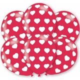 6x stuks party ballonnen met hartjes motief 27.5 cm - Valentijn en I love You decoratie / versiering
