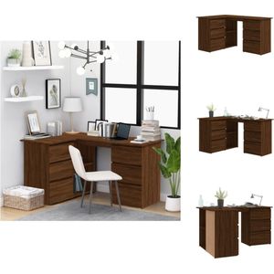 vidaXL Hoekbureau - Moderne - Hout - 145 x 100 x 76 cm - Bruineiken - Bureau