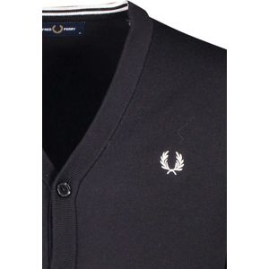 Fred Perry K9551 heren vest wol- en katoenmengsel - V-hals - zwart (middeldik) - Maat: S