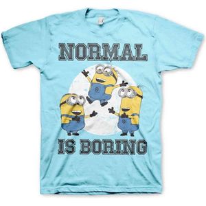 Minions Heren Tshirt -XL- Normal Life Is Boring Blauw