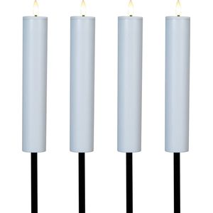 Anna Collection solar kaars fakkel - 4x - wit - tuinsteker - H76 cm - 3D lont - tuinlamp