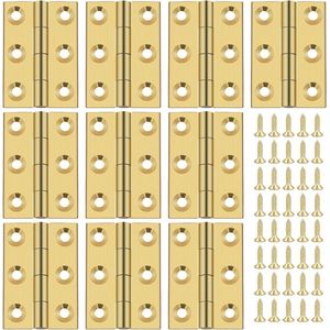 10 stuks mini-scharnieren 1 inch massief messing met 60 stuks schroeven retro klein voor laden sieraden houten kist kast.