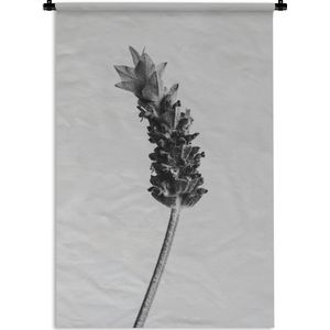 Wandkleed Abstract Zwart-Wit - Abstracte lavendel in zwart-wit Wandkleed katoen 120x180 cm - Wandtapijt met foto XXL / Groot formaat!