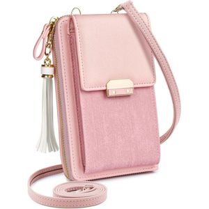 Kleine telefoontas voor dames van PU-leer - crossbody mobiele telefoontas met verstelbare schouderriem en kaartsleuven