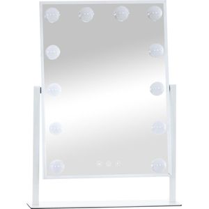Make Up Spiegel Reyes Deluxe - Met LED Verlichting - 48x35cm - Zonder Rand - Lichtdimmer - Energiebesparend - Hollywood Spiegel - Touchscreen