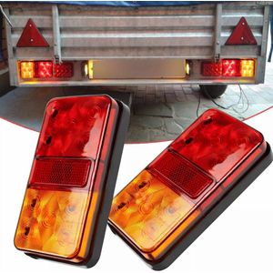 2 x Achterlicht aanhangwagen - Achterlicht voor vrachtwagens - Tweekleurige achterlichten - Aanhangwagen zijverlichting - LED - Lopende lampen