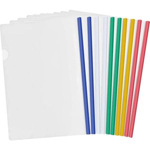 10 stuks duidelijk rapport dekt bestandsmap met schuifbalk projectpresentatie glijband kunststof A4 schuifbalk Binder voor thuisschool kantoordocumenten classificatie (5 kleuren)