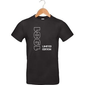 Limited Edition 1981 - T-shirt - 100% katoen - leeftijd - geboortejaar - verjaardag en feest - cadeau - kado - unisex - zwart - maat 3XL