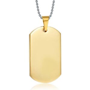 Heren ketting -  Dogtag - Edelstaal - Goudkleurig