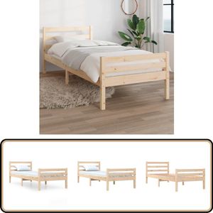 vidaXL Bedframe Massief Grenenhout 75x190 cm Houten Bedframe - Enkelbed - Massief Grenenhout - Modern Bed - Compact Bed