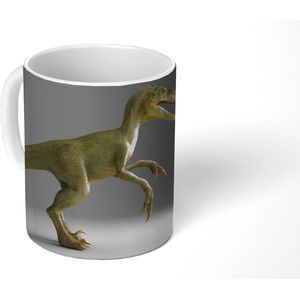 Mok - Koffiemok - Velociraptor - Dinosaurus - Grijs - Mokken - 350 ML - Beker - Koffiemokken - Theemok