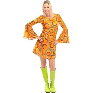 Original Replicas - Hippie Kostuum - Jaren 70 Hippie Soul Disco 60s Agent Orange Jurk Vrouw - Oranje - XXL - Carnavalskleding - Verkleedkleding