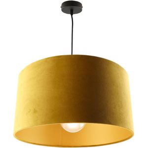 Olucia - URVIN - Hanglamp - Geel / Goud - Geschikt voor Hal/Kantoor/Slaapkamer/Woonkamer - Vorm: Rond