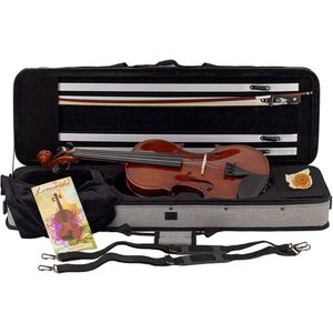 Leonardo LV-2034 viool set 3/4, massief, ebbenhouten fittings, Europees gevlamd esdoorn, incl. koffer en strijkstok