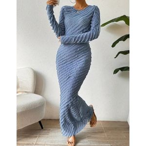 Prachtige sexy elegante stretch lange maxi jurk lichtblauw maat M