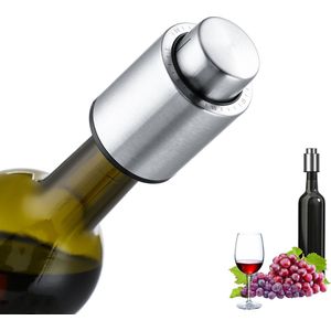 Behave Wijn Stopper - Wijn vacuumpomp - Wijn Dop - Wine stopper - Wijn saver - RVS - Flessen stop - Zilver kleur