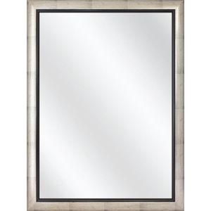 Spiegel met Lijst - Zilver / Zwart - 20 x 50 cm - Buitenmaat: 29 x 59 cm