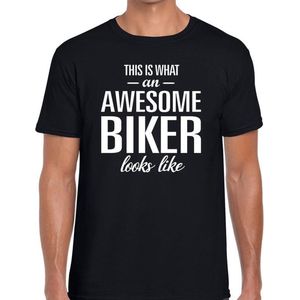 This is what an awesome biker looks like cadeau t-shirt zwart voor heren -  bedankt cadeau voor een motor rijder L