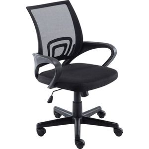 In And OutdoorMatch Luxe bureaustoel Kaycee - Zwart - Op wielen - 100% polyester - Ergonomische bureaustoel - In hoogte verstelbaar - Voor volwassenen