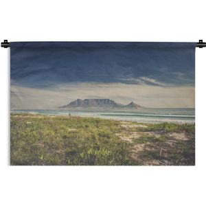 Wandkleed Tafelberg - Mooie wolken boven de zee en de Tafelberg in Zuid-Afrika Wandkleed katoen 150x100 cm - Wandtapijt met foto