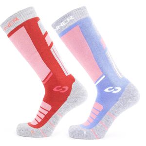 SINNER Pro Socks Skisokken Dames (Dubbelverpakking) - Roze/Blauw - 42/44