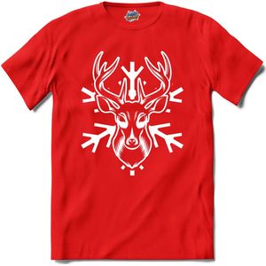 Kerst rendier sneeuwvlok - T-Shirt - Dames - Rood - Maat XL